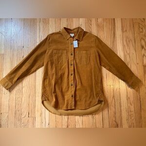 NWT J. Crew Factory Corduroy Shacket Shirt Jacket Camel Brown Small